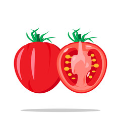 tomato and half flat design simple icon, isolated stock vector