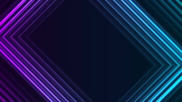 Abstract glowing motion design with blue purple neon arrows