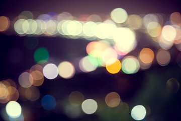 Fototapeta premium Blur defocus bokeh of light in the city with dark