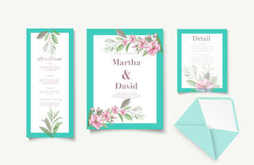 Fototapeta na wymiar Elegant watercolor wedding invitation template