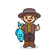 Boy with fisherman brown costume design