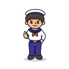 Obraz premium Cute boy with ship sailor costume mascot design