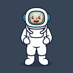 cute boy with a white astronaut costume mascot design