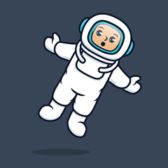 Obraz premium cute boy with a white astronaut costume mascot design
