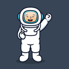 cute boy with a white astronaut costume mascot design