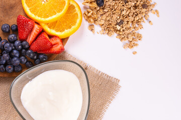 Close-up of ingredients for a healthy breakfast