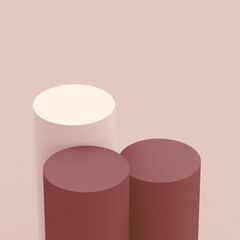 Abstract 3d brown color cylinder podium minimal studio background.