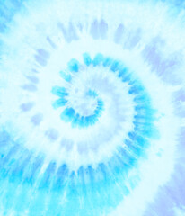 Spiral tie dye pattern. Swirl tie-dye wallpaper. Hippie boho tiedye texture backdrop in blue skyblues.