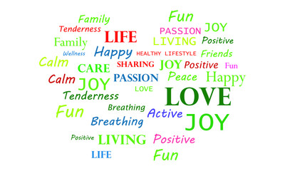 happy life  word cloud, creative business concept
