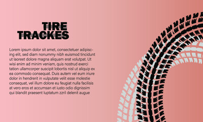 Vector automotive banner template. Grunge tire tracks backgrounds for landscape poster,