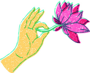 Lotus flower and hand
