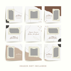social media puzzle frame grid post template for fashion sale promotion Premium Vector