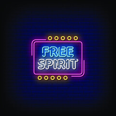 Free Spirit Neon Signs Style Text Vector
