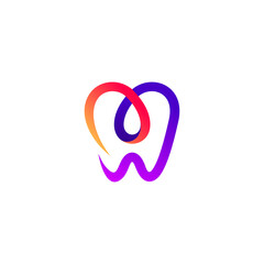colorful dental care with line art style logo design