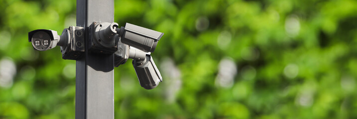 Multi-angle CCTV system blurred background.