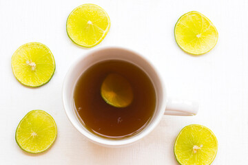 herbal healthy drinks hot lemon tea health care for cough sore with lemon slice  of lifestyle relax...