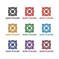 Mute, quiet, silence, silent icon, color set