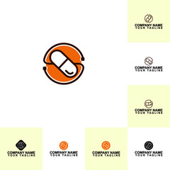 ORANGE PILL TEMPLATE ICON DESIGN VECTOR.
