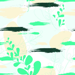 Fototapeta na wymiar Seamless pattern with branches and abstract elements