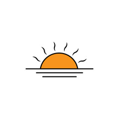 Sunrise and sunset flat icon. icon for holiday. Design template vector