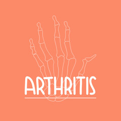 Vector illustration on the theme of World Arthritis Day on October 12. Decorated with a handwritten inscription and diseased arm bones.