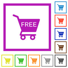 Free shopping cart flat framed icons