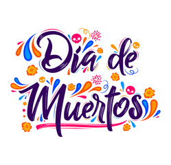 Dia de Muertos, Day of Dead spanish text Celebration vector illustration.