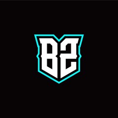 B Z initial letter design with modern shield style