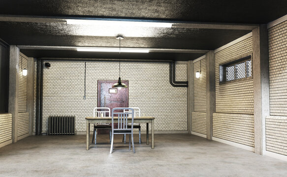 Prison Interior, 3D Illustration, 3D Rendering