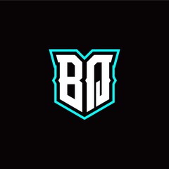 B Q initial letter design with modern shield style