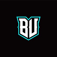 B U initial letter design with modern shield style