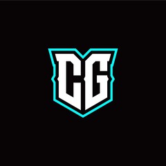 C G initial letter design with modern shield style