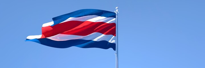 Naklejka premium 3D rendering of the national flag of Costa Rica waving in the wind