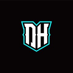 D H initial letter design with modern shield style