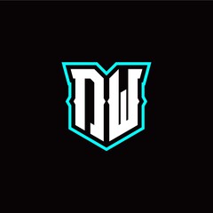 D W initial letter design with modern shield style