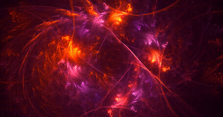 3D rendering abstract multicolor fractal light background