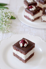 Chocolate & cream cake with flowers