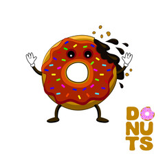 cartoon style vector illustration of a bitten donut
