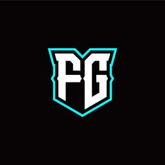 F G initial letter design with modern shield style