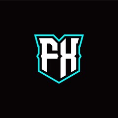F X initial letter design with modern shield style