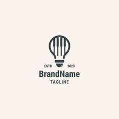 Bulb piano logo. Vintage style logo vector. 