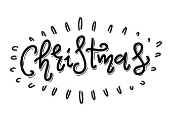 Fototapeta premium Christmas hand drawn lettering quote. Typography doodle logo. Text calligraphy inscription card design. Winter holiday poster template. Vector illustration isolated on white background.