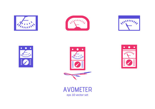 Avometer - vector icons set on white background.