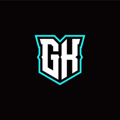 G K initial letter design with modern shield style