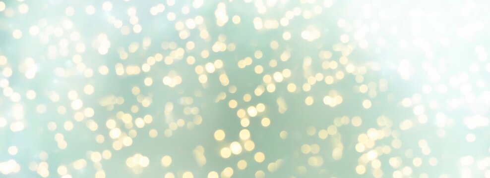 Abstract green blue Christmas Winter background banner with golden bokeh lights - 
