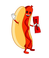 cartoon style hot dog illustration