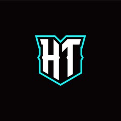 Obraz premium H T initial letter design with modern shield style