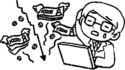 Monochrome Male Office worker who loses on investment