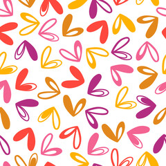 Seamless pattern with colorful hearts. Bright vector flat illustration for textile, packaging, wrapping paper