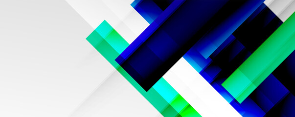 Geometric abstract backgrounds with shadow lines, modern forms, rectangles, squares and fluid gradients. Bright colorful stripes cool backdrops